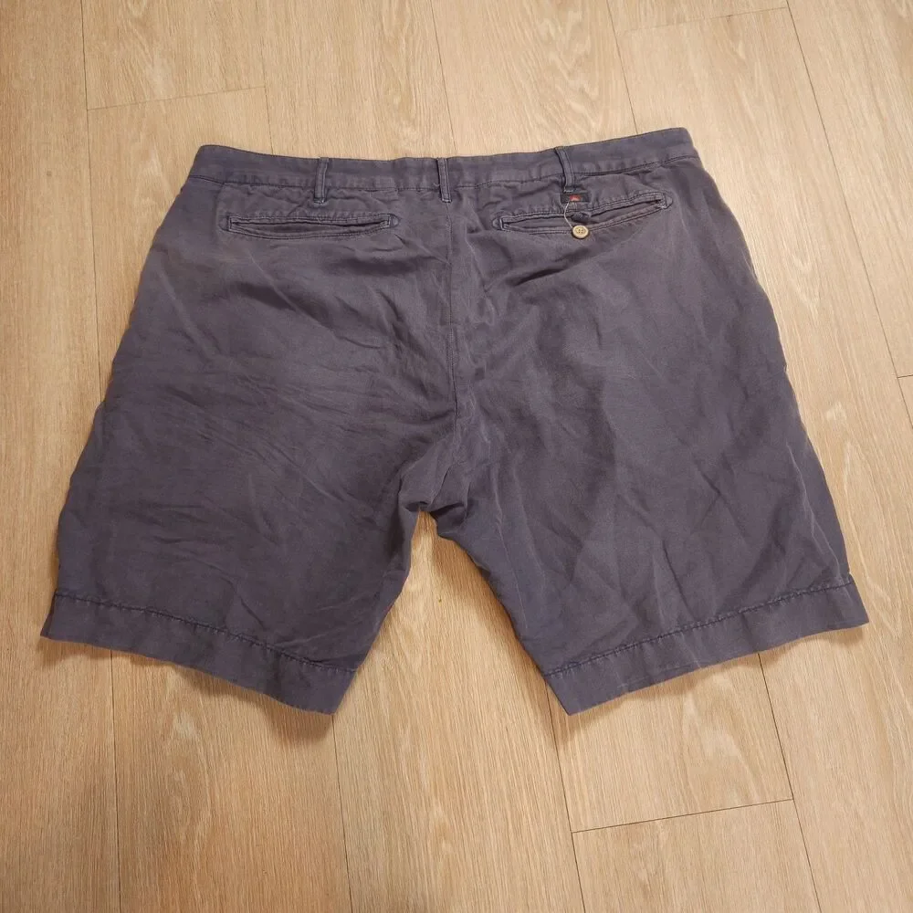Faherty Malibu Chino Shorts Men’s Sz 36 Blue Linen Cotton Blend Casual Light